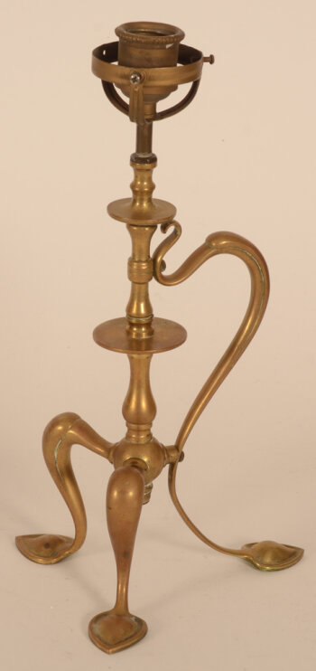 English arts and crafts brass lamp