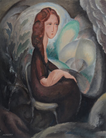 Achiel Vereecken a rare expressionist portrait of a sitting lady, end of the 1920's