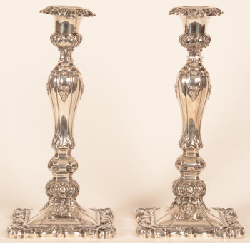 Jean-Baptiste Fallon a pair of silver candlesticks