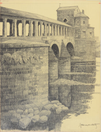 Valentin Vaerwyck Ponte Coperto Pavia, drawing