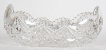a large Val St-Lambert canoe shaped cut crystal coupe