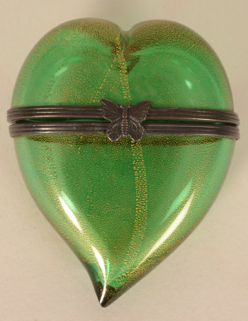 A heart shaped glass box
