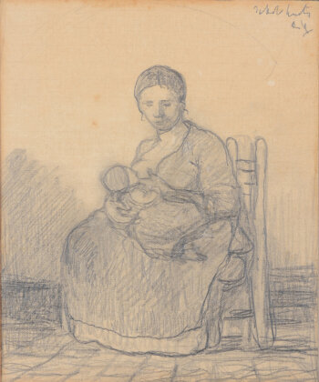 Jakob Smits Portrait of a mother and child 1924 original drawing