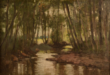 Charles Houben a small river in a forest 1927