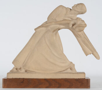 Koos Van der Kaaji The dancers, a art deco sculpture in pipe clay