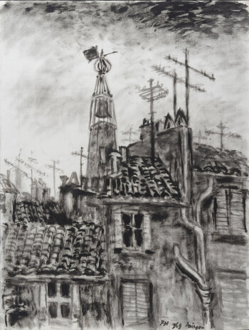 Frans Masereel Avignon, 1969, a washed in drawing