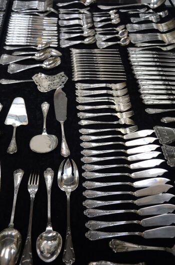 Delheid Frères a large silver L XV model 22 canteen for 12 persons