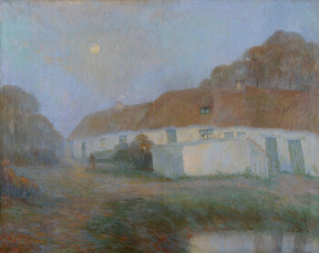 Prosper Böss a moonlit farm, a large oil on canvas, ca. 1910