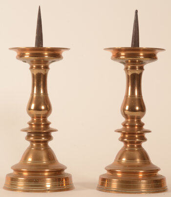 Nurnberg a pair of pricket candlesticks 16th-17th century