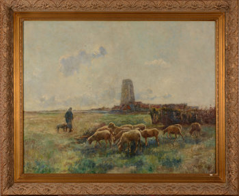Raph Robert Shepherd and his flock near Lissewege