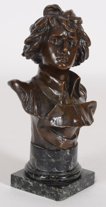 Lucca Madrassi Bust of the young Napoleon, patinated bronze on a marble base