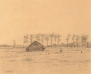 Jan Willem Grinwis Plaat Stultjes landscape with haystack