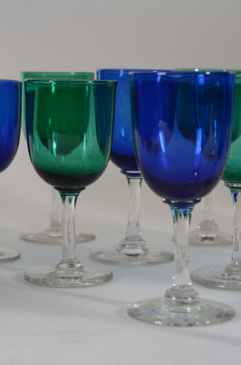 A collection of turn of the century coloured glasses, ca. 1900