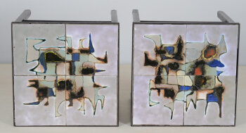 Achiel Pauwels (attr. to) a pair of occasional tile tables
