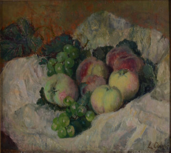 Louise Coupé Still life with apples and grapes