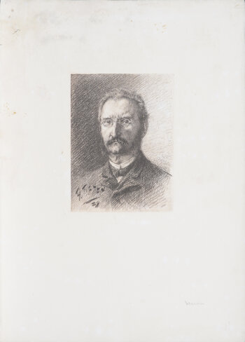 Portrait of silversmith Louis Wolfers, a print 1889
