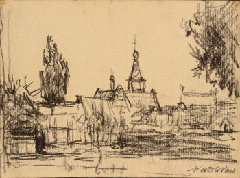 Walter Vaes drawing of the village of Oostmalle 1943