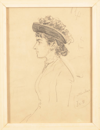 Georges Van der Straeten drawing profile of a woman