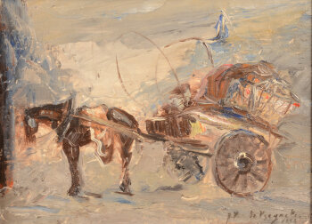 Jules Van de Veegaete a horse drawn cart