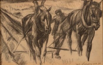 Jos Verdegem ploughing horses 1930