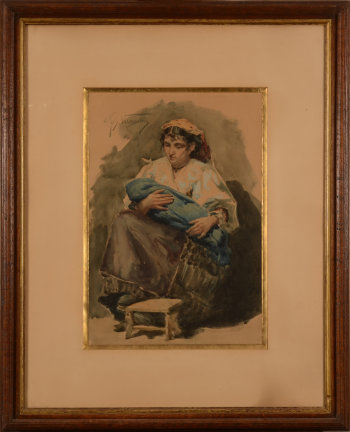 Joseph Vermeulen watercolour mother and child