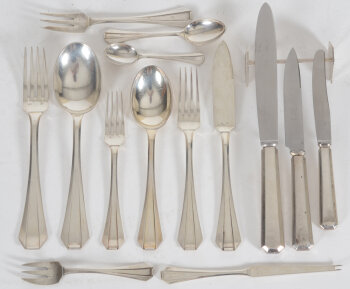 Delheid Frères a silver art deco cutlery set for 6