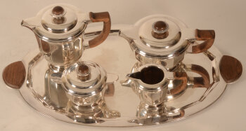 Wolfers Frères S.A. silver coffee and tea set Jade