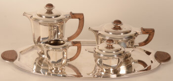 Wolfers Frères S.A. silver coffee and tea set Jade