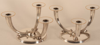 Wolfers Frères pair of Wotan candlesticks in silver ca. 1935-1936
