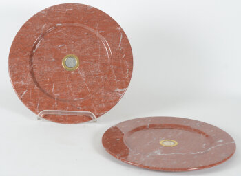 Decorative pair of Italian red marble plates