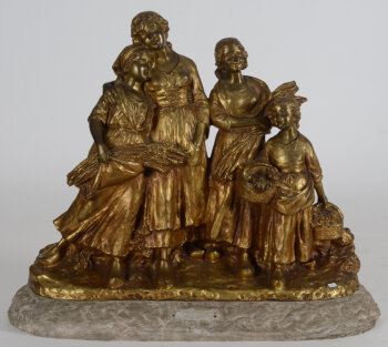 Joseph D'Aste, le chant des moissonneuses, patinated bronze on the original marble base